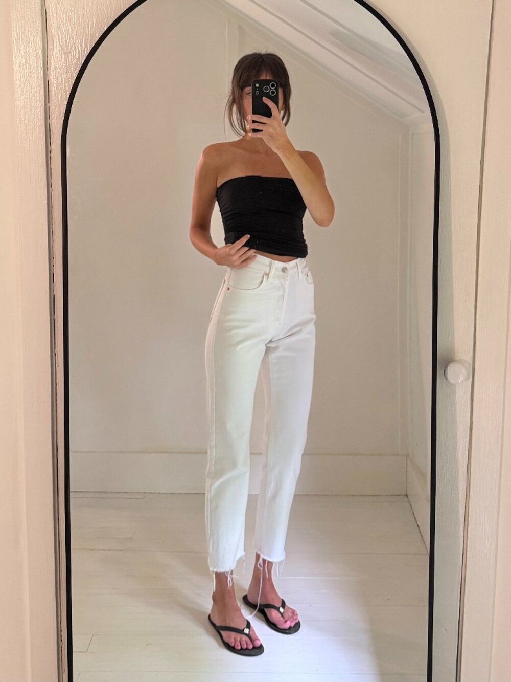 Mango Havana Cropped Straight Leg Jeans Size 1 White
